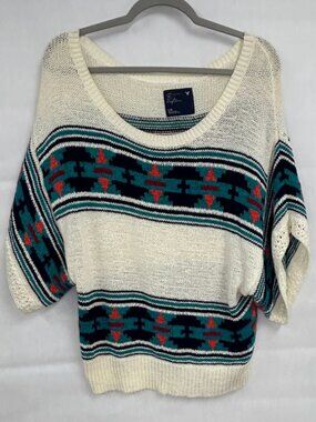 American Eagle Large Southwestern Aztec Knit Sweater Boho Oversized Pullover